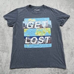 Urban Pipeline Get Lost Travel Graphic Mens T Shirt Crewneck Gray Size Large‎